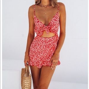 Hello Molly Red Cutout Romper